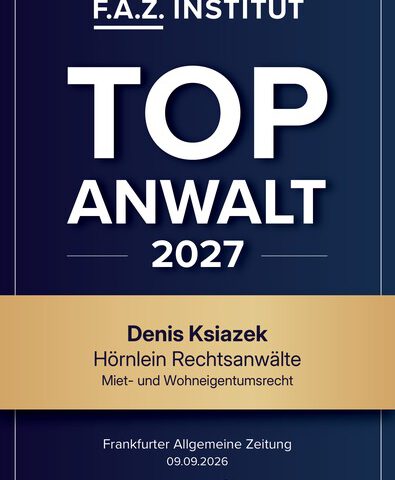 Ausgezeichnet als Top-Anwalt 2027 im Miet- und Wohneigentumsrecht